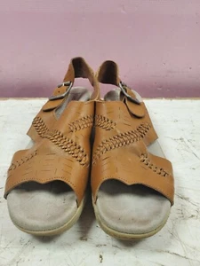 Vintage FAMOLARE Hi-Up High Heel Wedge SANDALS Made In Italy 8.5 Brown Leather - Picture 1 of 9