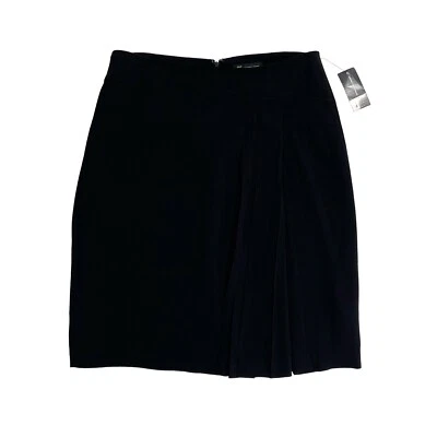 Falda INC International Concepts para mujer talla 12 grande negra detalle plisado nueva Foto 1 de 4