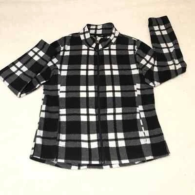 Suéter Merona Cuadros Cremallera Bolsillo Talla Grande Negro Blanco Búfalo Foto 1 de 4