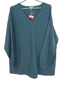 Ella Moss Size 2XL Womens Sweater V Neck Teal Long Sleeve Top NWT - Picture 1 of 5