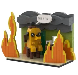 This Is Fine Dog Funny Cartoon Meme Building Blocks Kit 299 Pieces - Picture 1 of 8
