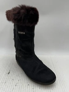 Tecnica Womens Boots Sz 7.5 Black Faux Fur Lined Round Toe Mid Calf Winter Boots - Picture 1 of 10