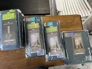 4-Royal Velvet Supreme  Pinch Pleat Back Tab Panel 25 W x 63 L Blue Spruce PLUS - Picture 1 of 7