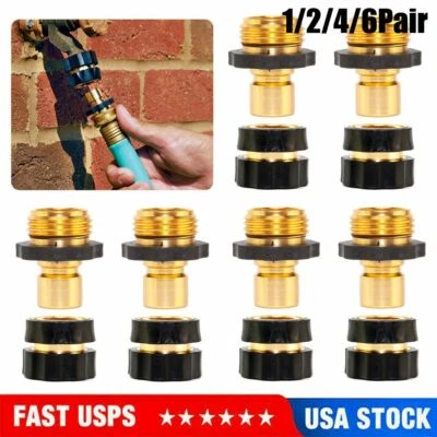 1/2/4X 花园软管快速连接水软管适合母头公头连接器 3/4 — 第 1/4 张图片