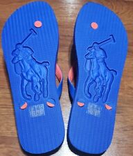 New Polo Ralph Lauren Bolt Nautical Flip Flop Sandals Multicolor Men Size 10 D