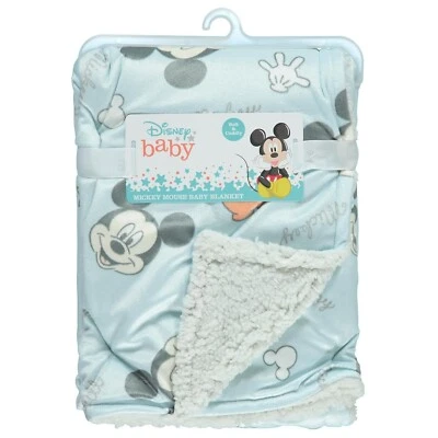 Disney Baby Mickey Mouse Blue Fleece Sherpa Character Print Blanket, 30" X 40" - Image 1 of 3