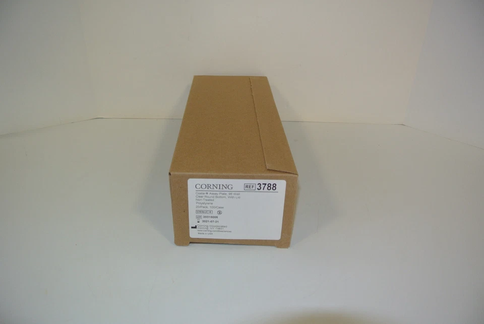 Corning 3788 96-well Assay Plates Clear RB Sterile W/ Lids 20pk