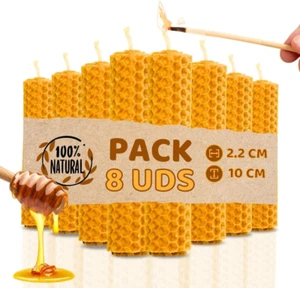 Candele Cera D'Api Naturale 100% Al Miele per Riti - Fatto a Mano, Senza Parafin - Foto 1 di 12