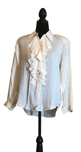 Silk Exchange Creme Rüschen Bluse Größe M - Bild 1 von 4
