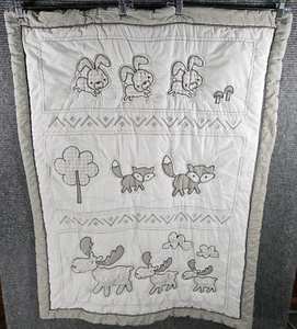 Trend Lab Baby Blanket Comforter Woodland Animals Creatures Grey White - Picture 1 of 5
