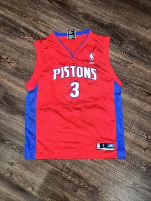 Rasheed Wallace Detroit Pistons NBA Reebok Alt Red Jersey Youth L - Image 1 of 4