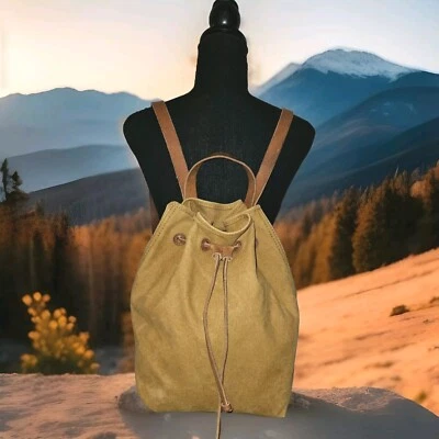 Mochila Madewell Somerset de lona con cordón y correa de cuero marrón bellota tostado  Foto 1 de 4