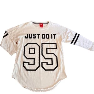 Camiseta deportiva Nike Just Do It Spirit blanca manga 3/4 #95 Hip Hop Y2K para mujer S - Imagen 1 de 10