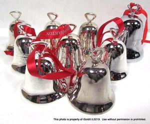 LOT 9 REED & BARTON JÄHRLICHE WEIHNACHTSGLOCKEN versilbert datiert zwischen 2016-2024 - Bild 1 von 4