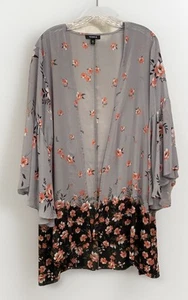 Torrid Chiffon Open Front Rosey Punch Women's Size 1/2 Circle Sleeve Kimono - Picture 1 of 10