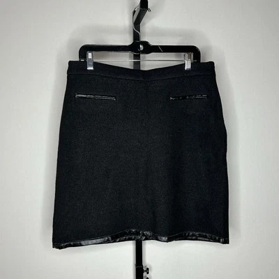 Falda Vivienne Tam Mujer Talla 12 Negra Línea A Lana Tweed Imitación Cuero Tubería Foto 1 de 4