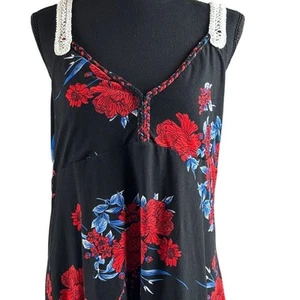 No Boundaries schwarz Blumen Stretch Sommerkleid/Badekleid XL - Bild 1 von 9