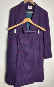 Vtg Pendleton Skirt Suit Set Size 14 Wool Fuschia Pink Blue Teal USA - Picture 1 of 10