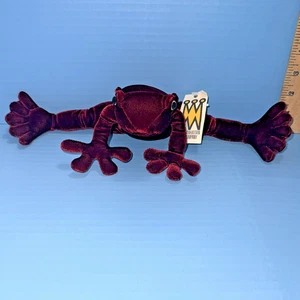 Vintage Manhattan Toy Company Scarlet Red Frog 10" Plush Velour Velvet 1998 Tag - Picture 1 of 7