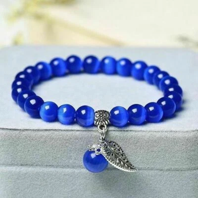 8mm Cat Eye Stone Beads Elastic Natural Stone Yoga Bracelet for Women Men - Image 1 of 4