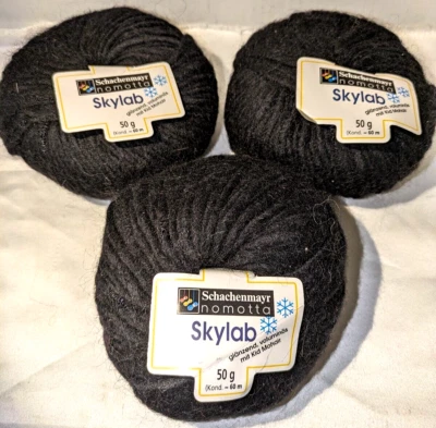 Schachenmayr Nomotta Skylab Wool with Kid Mohair Yarn 3 Skeins Black - Image 1 of 4