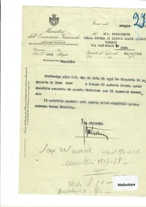 Lettera dattiloscritta firmata dal Ministro dell'economia G. Bastianini a. 1927 - Imagen 1 de 1
