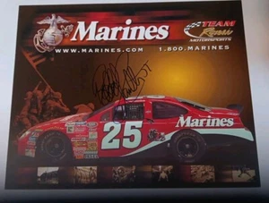 2002 Bobby Hamilton Jr Autographed Postcard Herocard #25 Marines Team Rensi BGN  - Picture 1 of 3