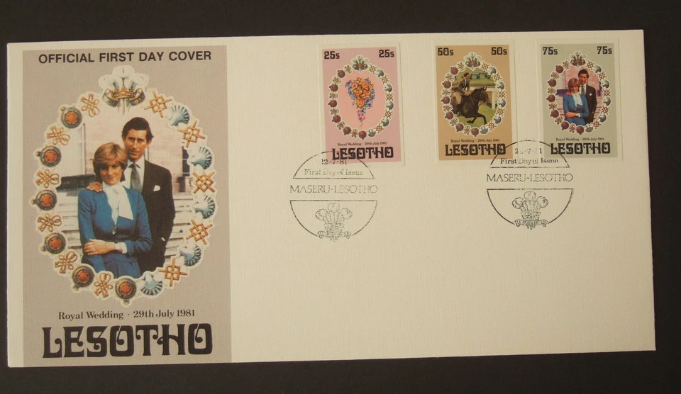 Лесото 1981 Королевская свадьба FDC Обложка Первого Дня IMPERF Принц Чарльз Диана - Изображение 1 из 1