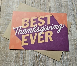 American Greetings Thanksgiving Card 5x7 Best Thanksgiving Ever Orange Purple - Picture 1 of 7