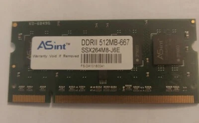 Memoria SoDimm DDR2 ASint SSX264M8-J6EE 512MB PC2-5300 667MHz CL5 200 Pin - Immagine 1 di 2