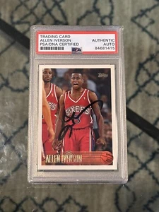 Allen Iverson Signed 1996 Topps #171 Philadelphia 76ers Rookie Card PSA/DNA - Picture 1 of 4