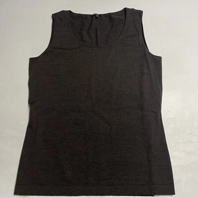 Lafayette 148 Lana Merino Marrón Chocolate Sin Mangas Cuello Redondo Concha talla L Foto 1 de 4