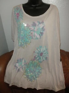 Neu mit Etikett Damen INC grau kurz SLV Jersey Strick Top, Blumenmuster, Plus 2X - Bild 1 von 1