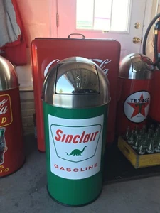 Sinclair Gasoline Trash Can SS Top Very Nice 29" Tall 12 Gal. - Picture 1 of 5
