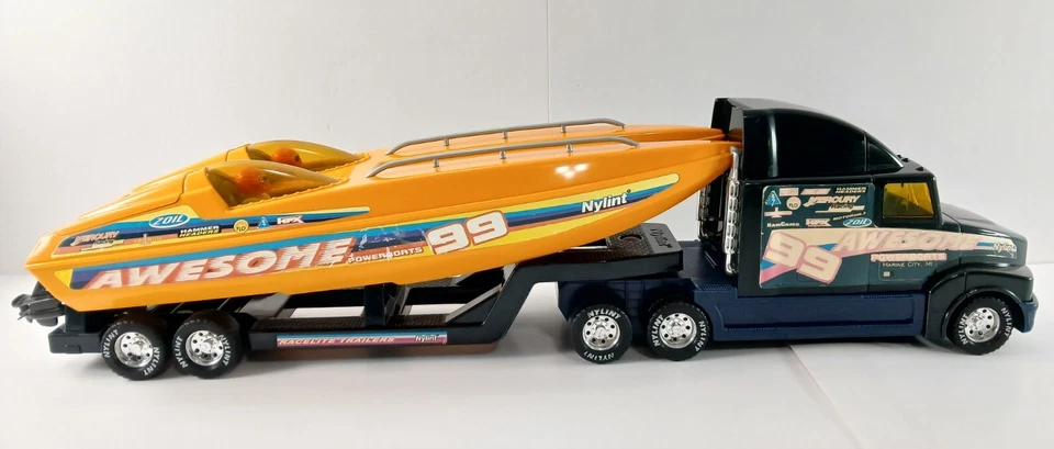 Vintage 1999 Nylint AWESOME 99 SPEEDBOAT With Semi Truck & Trailer Toy Set RARE! - Image 1 of 4