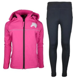 Kinder Reitset Eva Softshell Reitjacke pink mit Reitleggings schwarz MS-Trachten - Bild 1 von 12