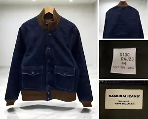 Chaqueta de Vuelo SAMURAI JEANS Denim S100DAJ23 Talla 44 Indigo Cuello Acolchado Puños - Imagen 1 de 10
