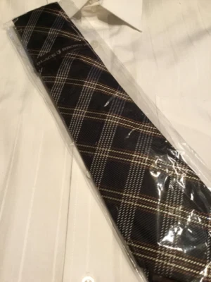 Black Brown 100% Silk Mens Tie - Image 1 of 4