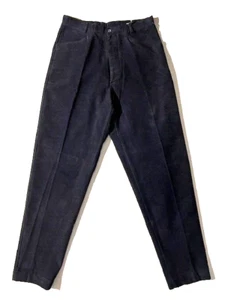 Vtg 90s New ROMEO GIGLI Men Navy Velvet Moleskin Full Pant Trousers sz 32 Italy - Picture 1 of 12