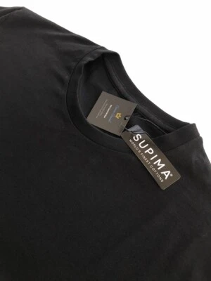 Camiseta de algodón SUPIMA de alta calidad premium negra a precio promocional Foto 1 de 2