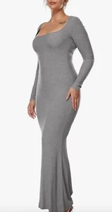 Women's Bodycon Maxi Dresses Ribbed Long Sleeve Long Dress Square Neck Size M - Picture 1 of 3