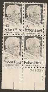 US 1526 Robert Frost 10c plate block 4 LL 34922 MNH 1974 - Picture 1 of 1