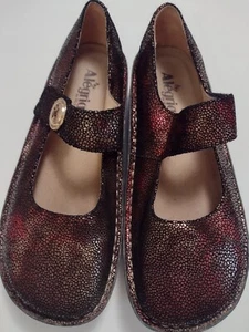 Zuecos Alegria Mary Jane para mujer 39 talla 9 Pal-232 cuero estampado púrpura - Imagen 1 de 16