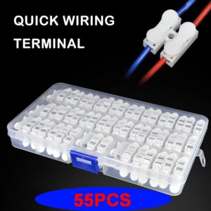 55x 2 Pin Push Quick Wire Cable Connector 220V-10A Wiring Terminals Spring CH-2 - Picture 1 of 7