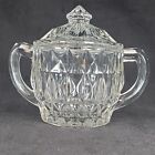 Vintage Clear Glass Suger Bowl With Handles And Lid H3.5"Xw3.5