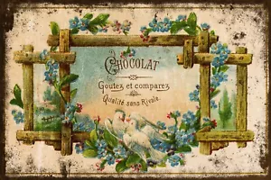 Decorative Vintage French Chocolate Advert, Aged Look New Metal Sign Plaque - Picture 1 of 5