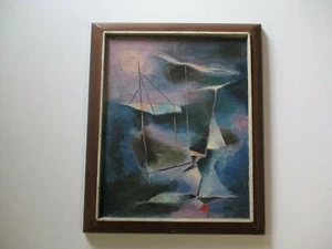 CLAYTON WHITEHILL OIL PAINTING ANTIQUE 1940'S SURREALISM MODERNISM EXPRESSIONISM - Picture 1 of 12