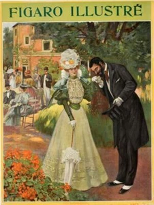 FIGARO ILLUSTRE 1898 ORIGINAL VINTAGE POSTERAT IN THE GARDEN BY JEANNIOT FOR - Picture 1 of 1