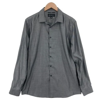 INC International Concepts Button Up Shirt Mens Medium Gray 100% Cotton Collared - Image 1 of 4