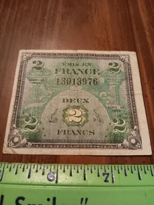 Vintage 1944 Frankreich 2 Francs Banknote (24-1500) - Bild 1 von 2